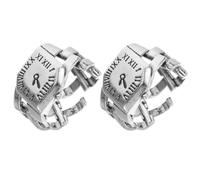 DEEPCRAFF 2 Pcs Women Watch Ring Roman Numeral Ring Watch Vintage Copper Silver Adjustable Portable Lightweight Comfortable for Women