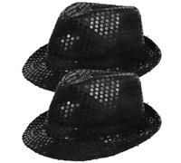 DEEPCRAFF 2pcs Black Satin Jazz Hats for Adults, Masquerade and Magician Style Party Dress up Accessories, Performing Props for Women and Men