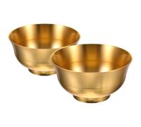 DEEPCRAFF 2pcs Brass Temple Offering Bowl Decorative Home Adornment with Ashtray and Water Offering Function in Vintage Chinese Style for Home and Temple Use