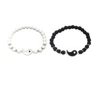DEEPCRAFF 2pcs Couple Beaded Natural Stone Bracelet with Alloy Material, Stylish and Unique Charm Wristband, Gift for Husband and Wife at Parties