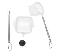 DEEPCRAFF 2pcs Telescopic Aquarium Fish Net Stainless Steel Handle Fine Mesh Tank Skimmer for Shrimp Fish Reusable Cleaning Tool for Freshwater Saltwater Tanks