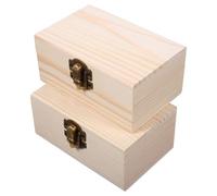 DEEPCRAFF 2pcs Unfinished Wood Jewelry Box Hinged Craft Box, Pine, Beige, 11x7x5cm, Small DIY Keepsake Storage Container, Treasure Chest, for Bedrooms and Vanity