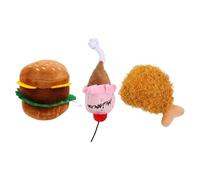 DEEPCRAFF 3pcs PET Plush Stuffed Plaything Squeaky Food Shape Plush Interactive Games Tug of War Fetching for Dog Cat PET Owner