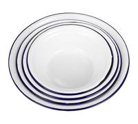 DEEPCRAFF 4 Pcs Unbreakable Enamel Bowls Set, Round Stackable Cold Rolled Plate Mixing Bowls with Rim, Classic Vintage Enamelware for Kitchen and Dining Table Use