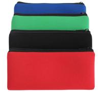 DEEPCRAFF 4 Pcs Zipper Pencil Case Set Neoprene Stationery Storage Bag for Teachers Students Office Black Red Blue Green