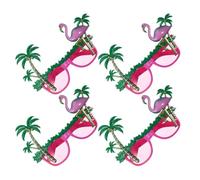 DEEPCRAFF 4pcs Flamingo Hawaiian Party Glasses Novelty Sunglasses | Pink Plastic Ac PC Build, Tropical Shapes and Smooth Finish, for Guests at Beach Bar Nights