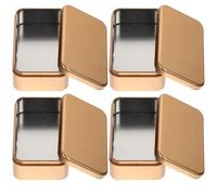 DEEPCRAFF 4pcs Golden Tinplate Boxes Dust-proof Sealed Empty Candy Tin Storage Boxes for USB Flash Drives and Chewing Gum Organiser