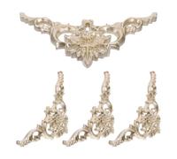DEEPCRAFF 4pcs Vintage Rococo Corner Applique for Furniture and Ceiling, Embossed Floral Design, Waterproof and Lightweight Hard Plastic Molding, 32.7x17.5x1.6cm, for Home Improvement