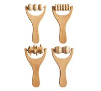 DEEPCRAFF 4pcs Wooden Massage Roller Tools for Back Shoulder Foot Relief Comfortable on the Skin Handheld Wood Therapy Massager for Muscle Relaxation