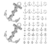 DEEPCRAFF 50pcs Anchor Charm Pendant Key Ring Pendant Zinc Alloy Silver Retro Vintage DIY Craft Decorative for Jewelry Making and Keychains
