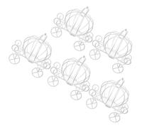 DEEPCRAFF 5pcs White Iron Pumpkin Carriage Candy Box Small Treats Container with Easy Open and Close Function, Decorative Candy Holder for Wedding Party Favour or Dessert Table Display