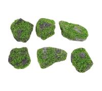 DEEPCRAFF 6pcs Artificial Moss Rocks for Fish Tank Decor and Plant Arrangement, Foam Stone Miniature Rock and Ball Shapes with Permanent Freshness, Easy Vase Filling for Craft Projects
