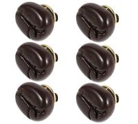 DEEPCRAFF 6pcs Coffee Bean Brooches for Women, Lightweight Resin Pins with Realistic Design, Versatile Decoration Accessories for Work and Casual Outfits
