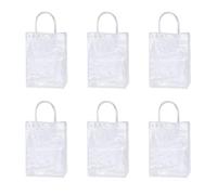 DEEPCRAFF 6pcs Pvc Tote Bags with Handles, Square Bottom Design, Easy to Wipe Clean, Greater Carrying Capacity, for Weddings and Celebrations, Stylish and Practical Gift Packaging Bags