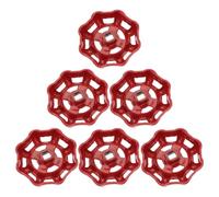 DEEPCRAFF 6pcs Red Cast Iron Gate Valve Hand Wheels with Reliable Sealing and Flat Bottom Design for Water Shut Off Valve and Garden Hose Globe Replacement