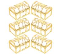 DEEPCRAFF 6pcs Small Treasure Chest Party Candy Boxes in Golden Plastic, Lightweight Wedding Candy Packaging Boxes for Holding Chocolates and Sweets at Festivals and Parties