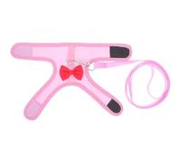 DEEPCRAFF Adjustable Small Rabbit Harness and Leash Set with Escape Proof Chest Strap and Decorative Butterfly Bow in Pink for Leisure Time and Training