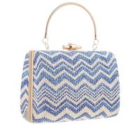 DEEPCRAFF Creative Keeps Belongings Safe and Well Organised with Blue Colour Straw Plaiting Crossbody Bag for Women for Shopping and Parties