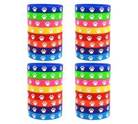 DEEPCRAFF Dog Paw Print Silicone Wristbands Wrist Bracelets 32pcs for Birthday Party Goody Bag Stuffers PET Lovers Random Color