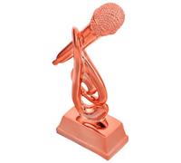 DEEPCRAFF Golden Resin Microphone Trophy Award Symbolizing Achievement with Unique Design and Elegant Musical Theme, for Karaoke Parties and Speech Competitions, Tabletop Ornament for Public