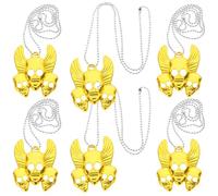 DEEPCRAFF Gothic Skull Pendant Necklace Set 8pcs with Golden Colour Plastic Material Easy to Take off Decoration for Men and Women Suitable for Dancing Party and Halloween Parties