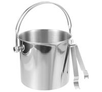 DEEPCRAFF Ice Bucket Drinks Cooling Bucket with Tong Stainless Steel 2l Silver Single Handle Holds Ice and Keeps Drinks Cold for Nightclubs and Hotels