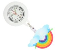 DEEPCRAFF Lightweight Nurse Watch for Women with Silicone Cover Clip on Lapel Watch Featuring Quartz Movement and Rainbow Pattern Design a Gift