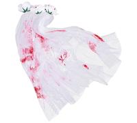 DEEPCRAFF Long Gothic Blood Veil Easy to Put for Women, White with Comb Fabric Not Easy to Break Halloween Hair Accessory for Cosplay and Halloween Party
