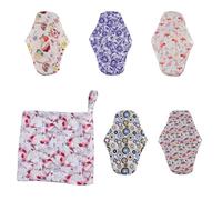DEEPCRAFF Menstrual Pad M Size 5pcs Charcoal Washable Reusable Bamboo Sanitary Pad Fabric Fiber with Bag Random Color for Women Menstrual Use