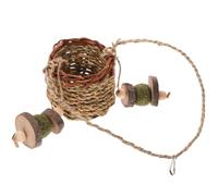 DEEPCRAFF Natural Grass Rope Basket Chew for Small Pets and Rodent Teeth | Hanging Woven Storage Basket, Enrichment for Teething Playtime, Helps Change Bad Chewing Behaviour in Cages