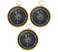 DEEPCRAFF Pocket Compass Keychain with Easy to Read Dial, Creative Decor Design 3pcs Compact Aluminum Alloy for Outdoor Activities and Hiking