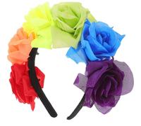 DEEPCRAFF Rainbow Flower Headband for Women Cloth Rose Decorative Hair Hoop