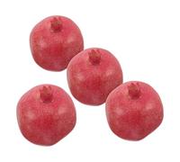 DEEPCRAFF Realistic Artificial Pomegranate Decoration Low Maintenance Faux Fruit Made of Lightweight Foam 4pcs for Creative Social Media Content Creation and Office Decor