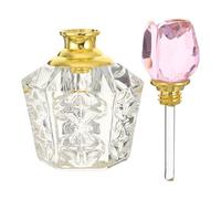DEEPCRAFF Refillable Empty Fragrance Bottle with Rose Cap, Pink Artificial Crystal Perfume Bottle for Bathroom Vanity or Bedroom Decor, Easy Maintenance and Stable Base, Vintage Sparkling