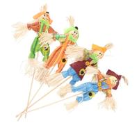 DEEPCRAFF Scarecrow Realistic Texture and Bamboo Materials 4pcs Halloween Ornament Standing Decorative Scarecrow Cloth, Straw and Festive for Garden and Thanksgiving Party