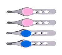 DEEPCRAFF Stainless Steel Tweezers Set with High Adhesion and Moderate Elasticity for Women 4pcs with Rubber Buckle, Precise Eyebrow Tweezers and Random Color for Facial Hair Grooming