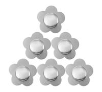 DEEPCRAFF Tablecloth Fixing Pendants Windproof Stainless Steel 6pcs Flower Pattern, Compact and Practical Tablecloth Weights for Secure Fixation, Silver Table Cloth Clips for Dining