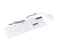 DEEPCRAFF USB Keyboard Mouse Combo Retro Punk Style White with 104 Keys Mechanical Feel and Strong Waterproof Abs Material Suspended Structure for Gaming and Office Use