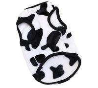 DEEPCRAFF Winter Dog Vest Coral Fleece Warm Puppy Coat with Cow Print Pattern Soft Pet Clothes for Cold Weather Outings Holiday Party Wear