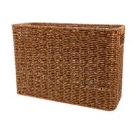 DEEPCRAFF Woven Magazine Holder with Handle, Brown Rattan Storage Basket | Plastic Simulation Rattan, Rectangular Form, Rounded Edges and Smooth Finish, Bedrooms Bathroom Use
