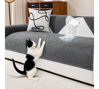 DeepDream Waterproof Chenille Sofa Cover, Cat Scratch-Resistant Couch Cover, Non-Slip Sofa Slipcovers Furniture Protector 1 2 3 Seater for Sectional Sofa(Dark Grey, 90x160cm, Seat Cover)