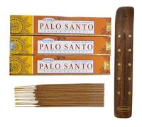 Deepika Palo Santo Incense Sticks 15g x 3 Pack with Rushant Incense Holder - Natural Cleansing Aromatherapy for Meditation, Yoga, Spa, Healing, Stress Relief, Positive Energy & Relaxation