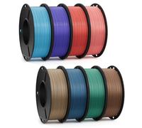 DEEPLEE PLA 3D Printer Filament 1.75mm 250G Bundle, Mini Spool 8 Colours, 8 Pack 250g Spool, Silk PLA Sky Blue/Bluish Purple/True Red/Peach Pink and Metallic PLA Filaments Gold/Blue/Green/Bronze