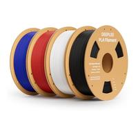DEEPLEE PLA Filament 1.75mm Black/White/Red/Dark Blue 4kg Bundle, Accuracy Tolerance +/- 0.02mm, Filaments 3D Printing Materials Easy to use Compatible with FDM 3D Printers