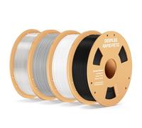 DEEPLEE Rapid PETG Filament 1.75mm Black/White/Gray/Transparent 4KG Bundle, 3D Printer Filament Good Impact Resistance, High Speed Filament Material Speed Up to 600mm/s Fit for Most FDM 3D Printers