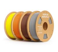 DEEPLEE Rapid PLA Plus Filament 1.75mm Grey/Brown/Orange/Yellow 4KG Bundle, High Speed 3D Printer Filament Up to 600mm/s, PL Filament Dimensional Accuracy +/- 0.02 mm Fits Most FDM 3D Printers