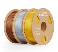 DEEPLEE Silk PLA Filament Gold/Silver/Bronze 1KG*3, 3D Printer Filament 1.75mm, Accuracy Tolerance +/- 0.02mm, Filament 3D Printing Materials Compatible with FDM Printers