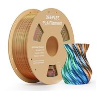 DEEPLEE Silk PLA Filament Triple Colours Blue Green Orange 1KG, 3D Printer Filaments 1.75mm, Accuracy Tolerance +/- 0.02mm, Filament 3D Printing Materials Compatible with FDM Printers