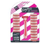 DEEPMARK 21 Pack of Ladies Three Blade Razor Set - Triple Stainless Steel Razor Blades with Comfort Lubricating Strips & Contour Movable Replaceable Heads- Suitable for Shaving All Areas