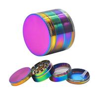 DEEPMARK Herb Grinder, Metal Grinder Zinc Alloy 4 Layers with Pollen Catcher-Scraper and Magnetic Top-Portable Grinders for Dry Herb and Spice, 40mm/50mm, Rainbow, 4 X3.8 cm (4 X3.8 cm)
